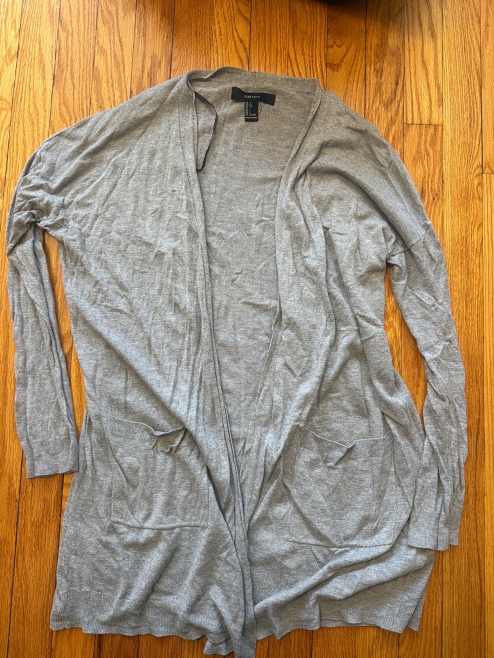 Forever 21 Women's Light Gray Open-Front Cardigan